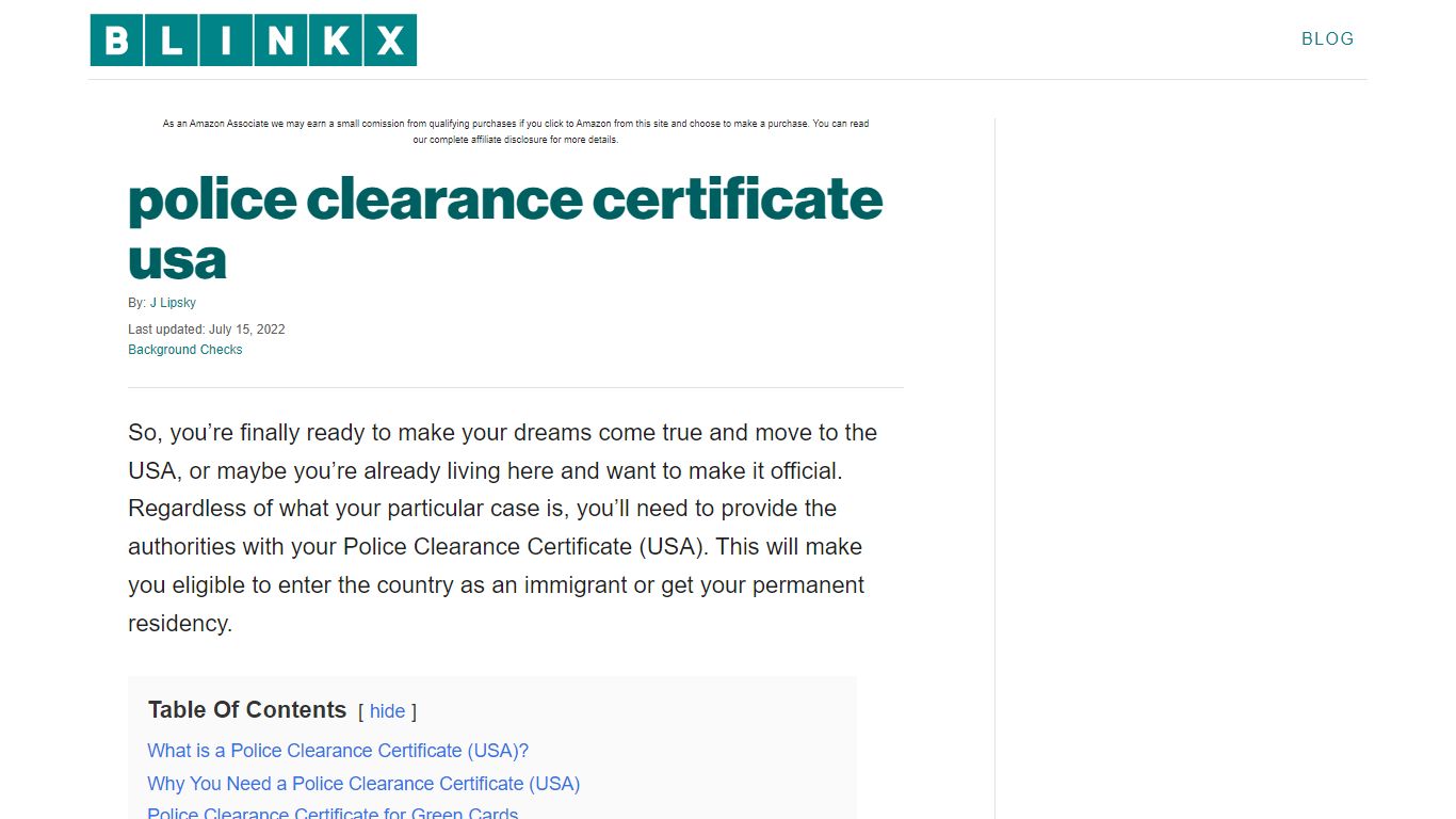 police clearance certificate usa - Blinkx